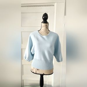 Women's Line and Dot, light blue sweater, size Medium.